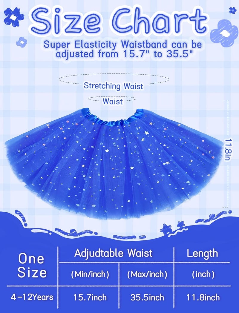 Lainlight Store Tutu for Girls Stars Sequins Princess Ballet Dress Tulle Skirt for Girls 4-12 Years 3 Layered - Image 2
